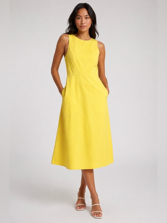 Everlane Dresses & Skirts - Everlane A-Line Butter Yellow Open Back Sleeveless Cotton Midi Dress Size 4